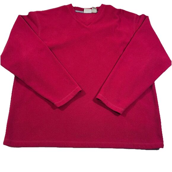 L.L. Bean Other - Vintage 90s LL Bean Red Fleece V-Neck Pullover Sweater Men's XL Hong Kong